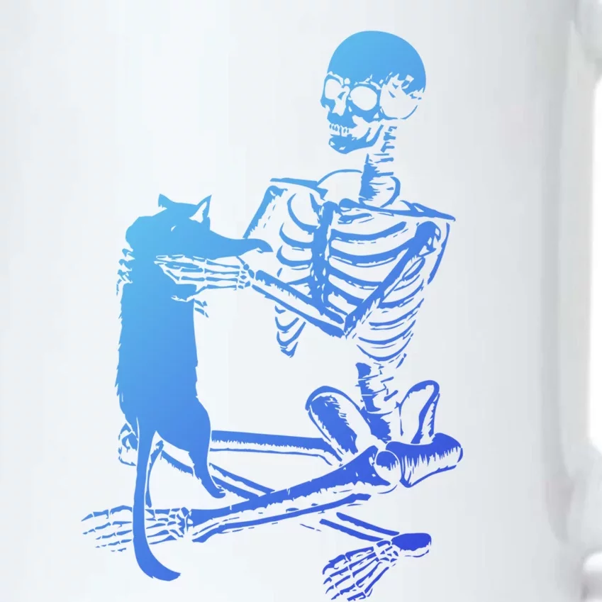 Skeleton Holding A Cagift Lazy Halloween Costume Skull Gift Black Color Changing Mug