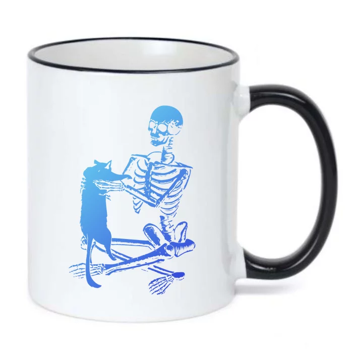 Skeleton Holding A Cagift Lazy Halloween Costume Skull Gift Black Color Changing Mug