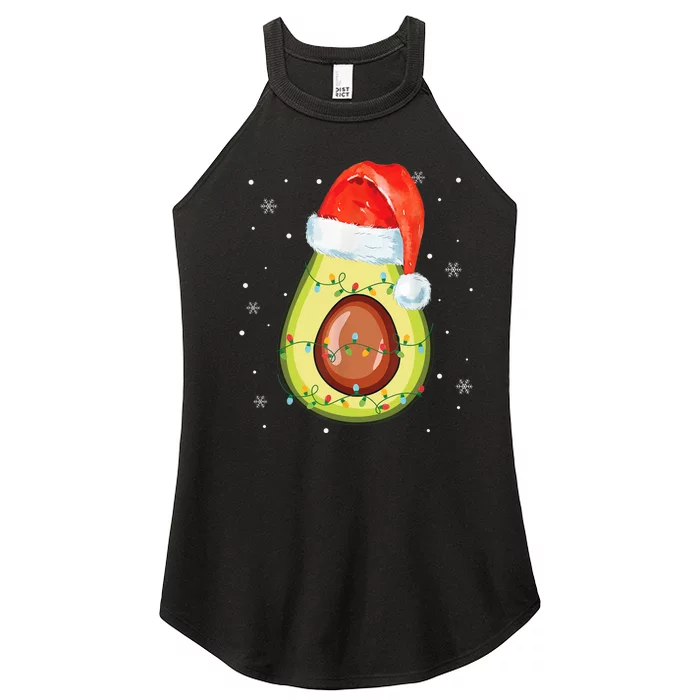 Santa Hat Avocado Merry Christmas Vegan Pajama Gift Women’s Perfect Tri Rocker Tank