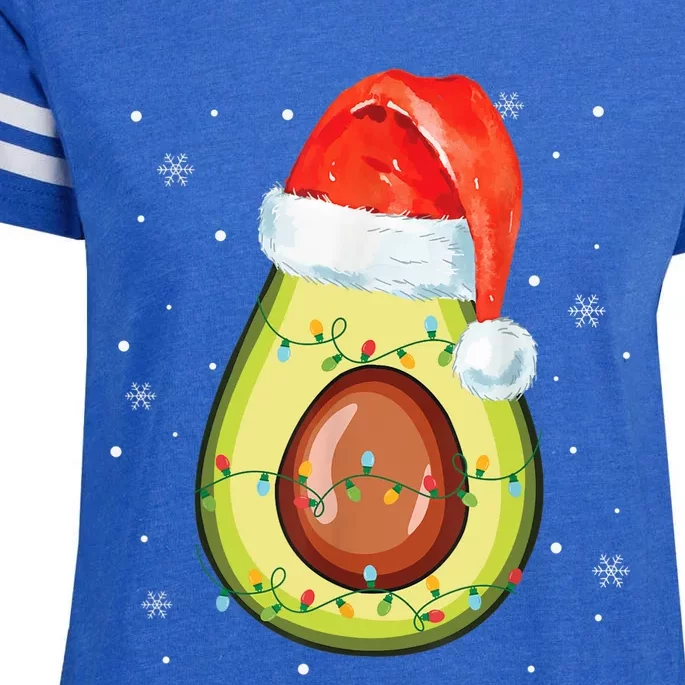 Santa Hat Avocado Merry Christmas Vegan Pajama Gift Enza Ladies Jersey Football T-Shirt