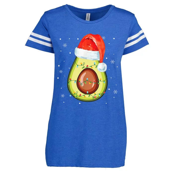 Santa Hat Avocado Merry Christmas Vegan Pajama Gift Enza Ladies Jersey Football T-Shirt