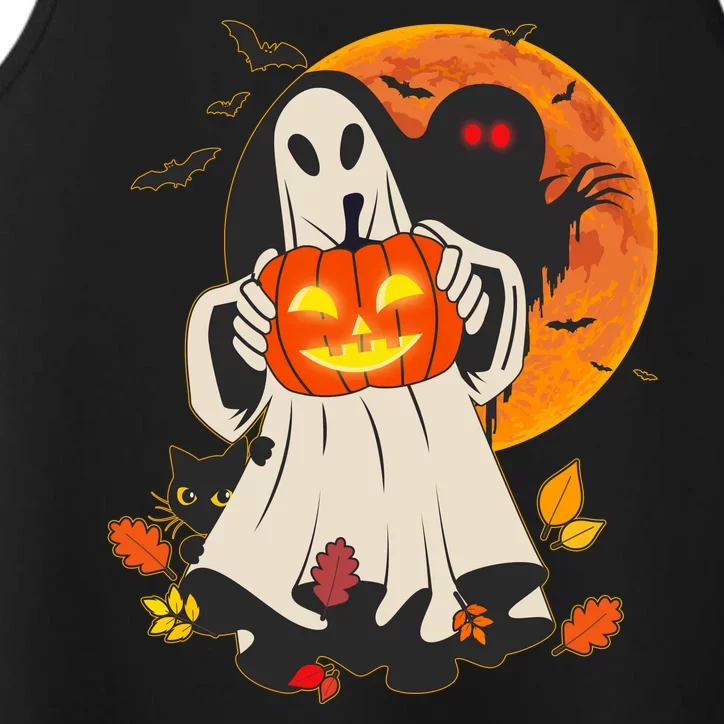 Spooky Halloween Autumn Ghost Jackolantern Performance Tank