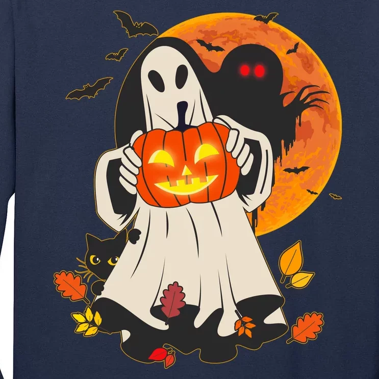 Spooky Halloween Autumn Ghost Jackolantern Tall Long Sleeve T-Shirt