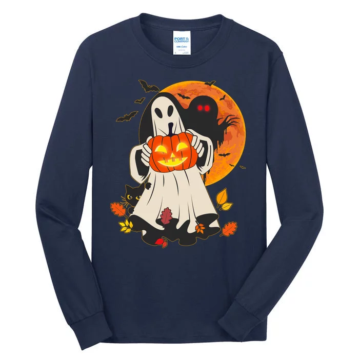 Spooky Halloween Autumn Ghost Jackolantern Tall Long Sleeve T-Shirt