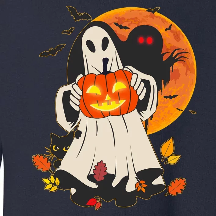 Spooky Halloween Autumn Ghost Jackolantern Toddler Sweatshirt