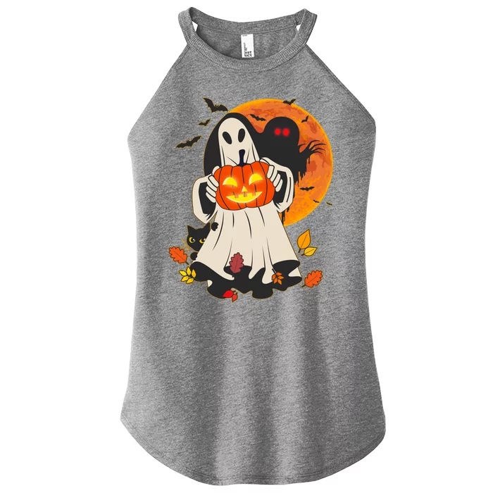 Spooky Halloween Autumn Ghost Jackolantern Women’s Perfect Tri Rocker Tank