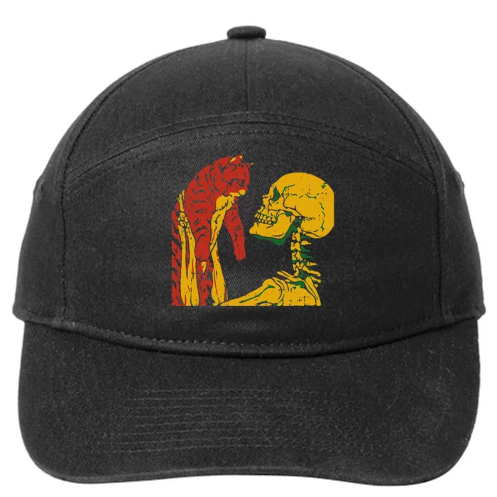 Skeleton Holding A Cat Juneteenth Black History Animal Lover 7-Panel Snapback Hat