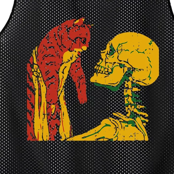 Skeleton Holding A Cat Juneteenth Black History Animal Lover Mesh Reversible Basketball Jersey Tank