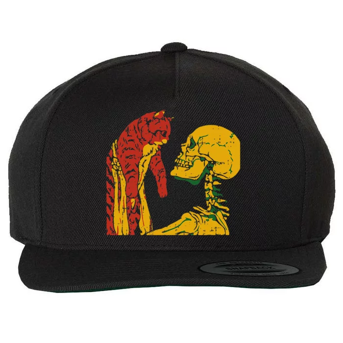 Skeleton Holding A Cat Juneteenth Black History Animal Lover Wool Snapback Cap