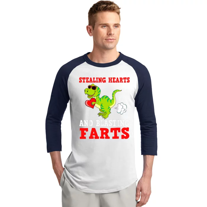 Stealing Hearts And Blasting Farts T Rex Cute Baseball Sleeve Shirt