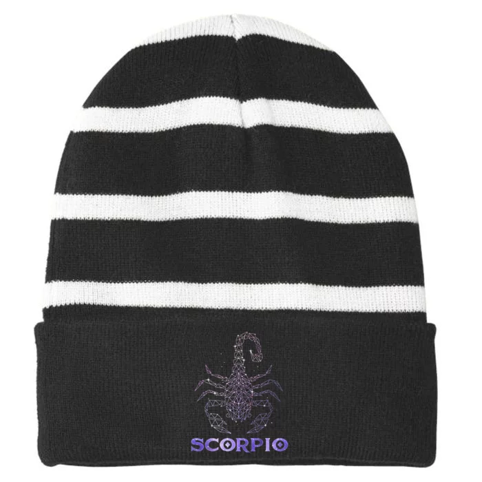 Scorpio Horoscope Astrology Symbol Zodiac Sign Striped Beanie with Solid Band