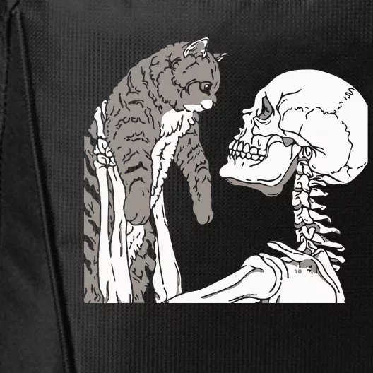 Skeleton Holding A Cat Lazy Halloween Costume Skull City Backpack