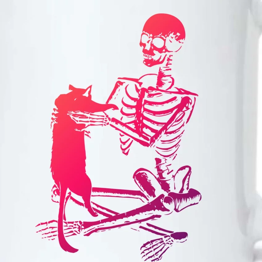 Skeleton Holding A Cagift Lazy Halloween Costume Skull Gift Black Color Changing Mug