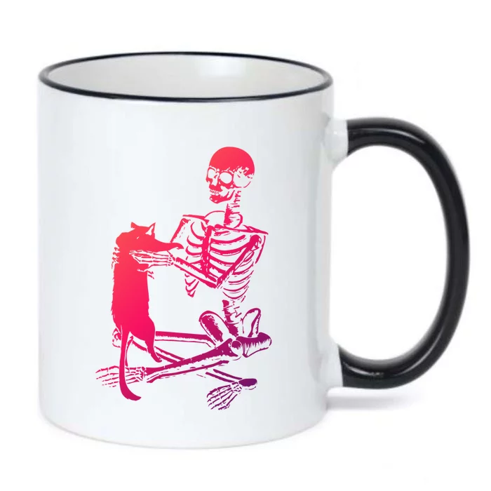 Skeleton Holding A Cagift Lazy Halloween Costume Skull Gift Black Color Changing Mug