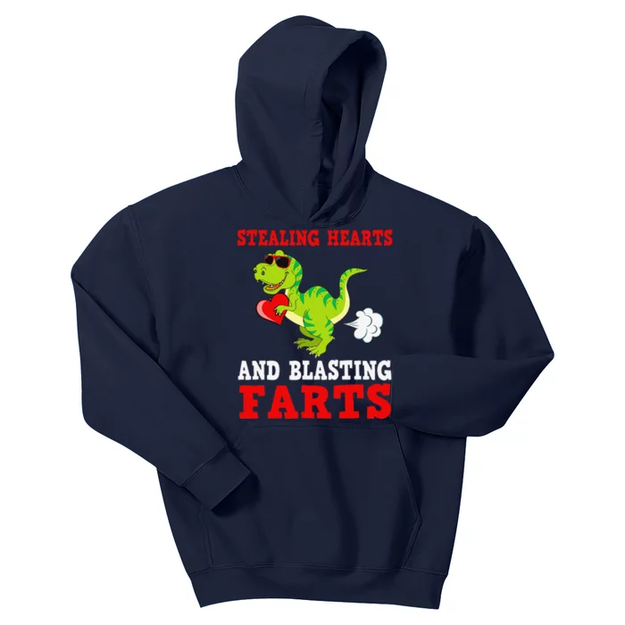 Stealing Hearts And Blasting Farts T Rex Cute Love Kids Hoodie