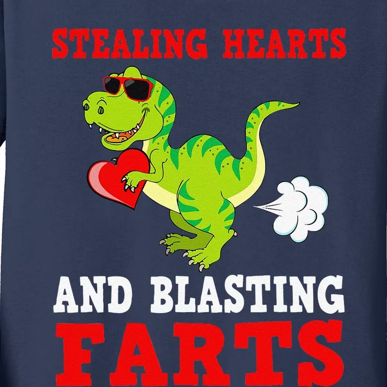 Stealing Hearts And Blasting Farts T Rex Cute Love Kids Long Sleeve Shirt