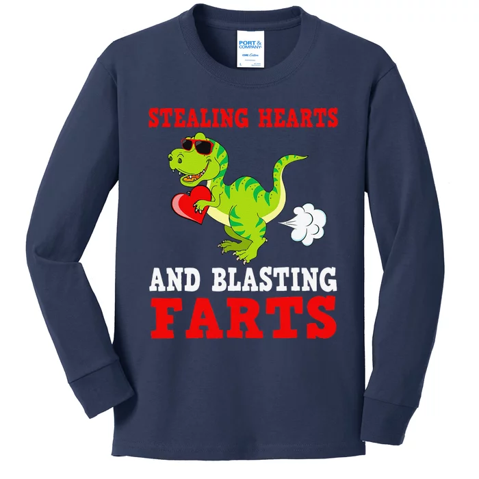 Stealing Hearts And Blasting Farts T Rex Cute Love Kids Long Sleeve Shirt