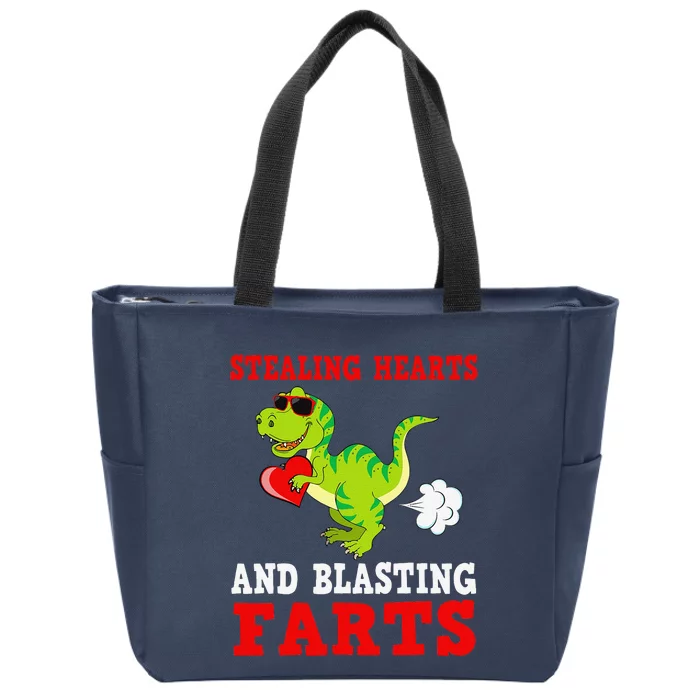 Stealing Hearts And Blasting Farts T Rex Cute Love Zip Tote Bag