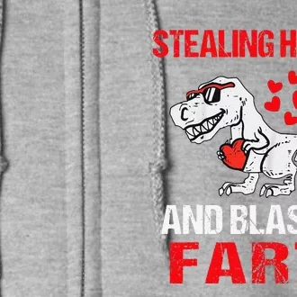 Stealing Hearts And Blasting Farts T Rex Cute Full Zip Hoodie