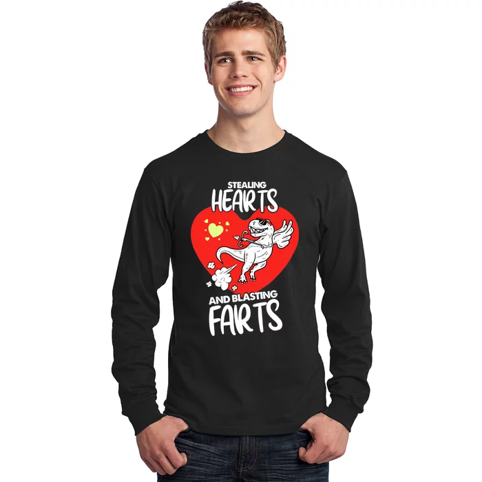 Stealing Hearts And Blasting Farts Funny Quote Dino Long Sleeve Shirt