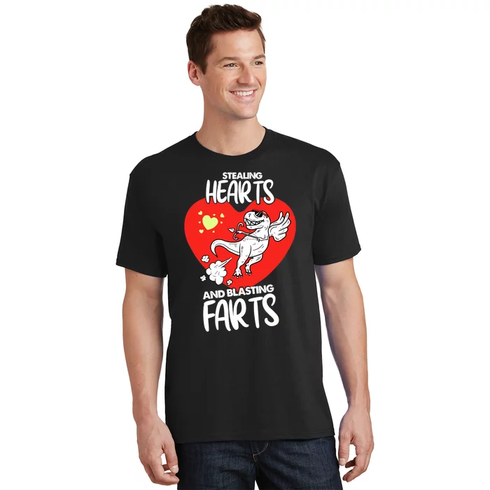 Stealing Hearts And Blasting Farts Funny Quote Dino T-Shirt