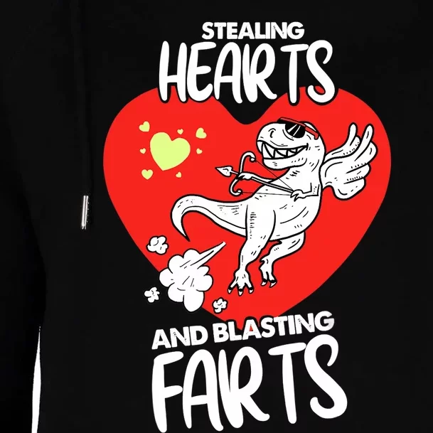 Stealing Hearts And Blasting Farts Funny Quote Dino Womens Funnel Neck Pullover Hood