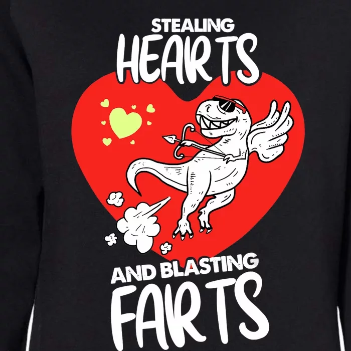 Stealing Hearts And Blasting Farts Funny Quote Dino Womens California Wash Sweatshirt