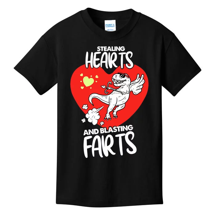 Stealing Hearts And Blasting Farts Funny Quote Dino Kids T-Shirt