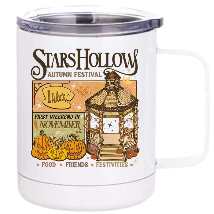 Stars Hollow Autumn Festival Food Friends Festivities Front & Back 12oz Stainless Steel Tumbler Cup