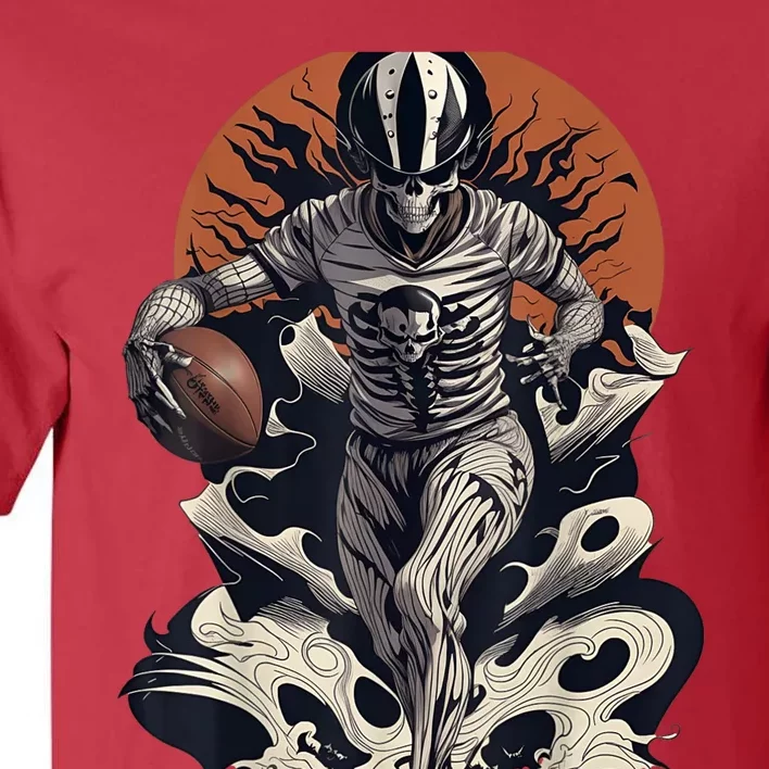 Skeleton Holding American Football Halloween Tall T-Shirt