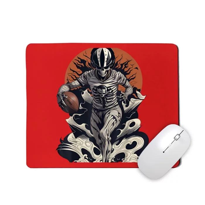 Skeleton Holding American Football Halloween Mousepad