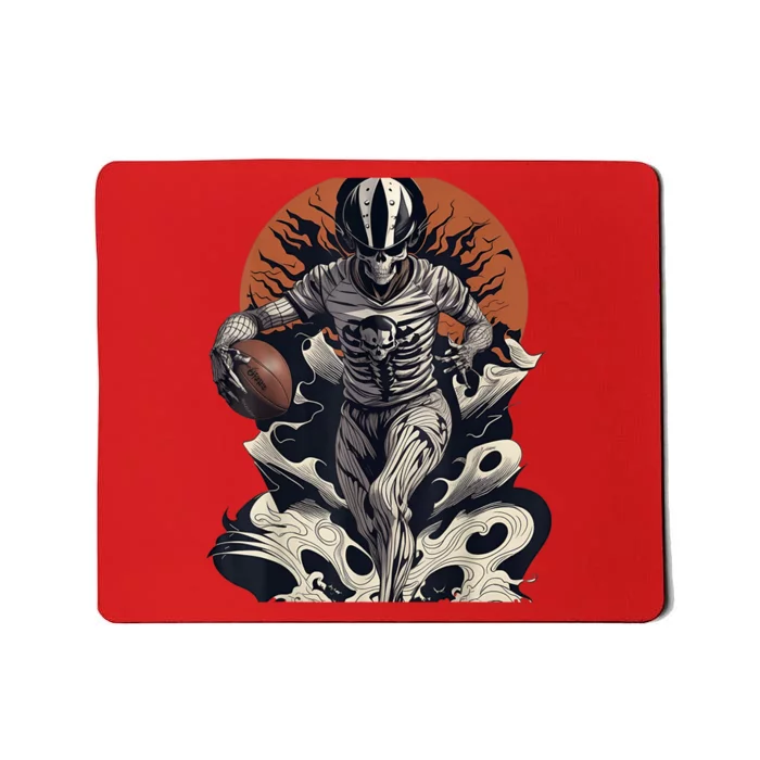 Skeleton Holding American Football Halloween Mousepad