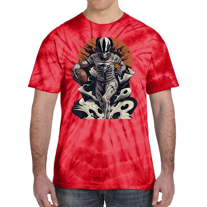 Skeleton Holding American Football Halloween Tie-Dye T-Shirt