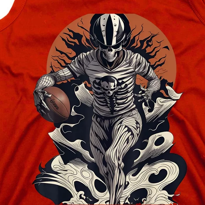 Skeleton Holding American Football Halloween Tank Top