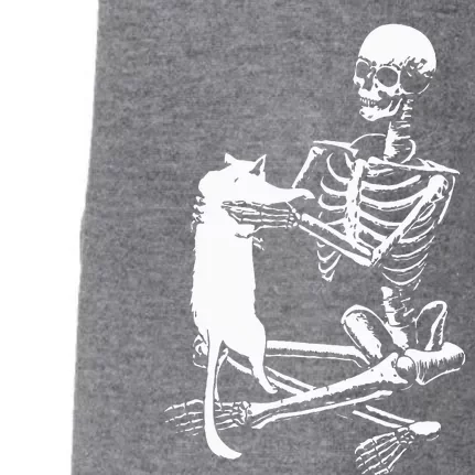 Skeleton Holding A Cat Lazy Halloween Costume Skull Doggie 3-End Fleece Hoodie