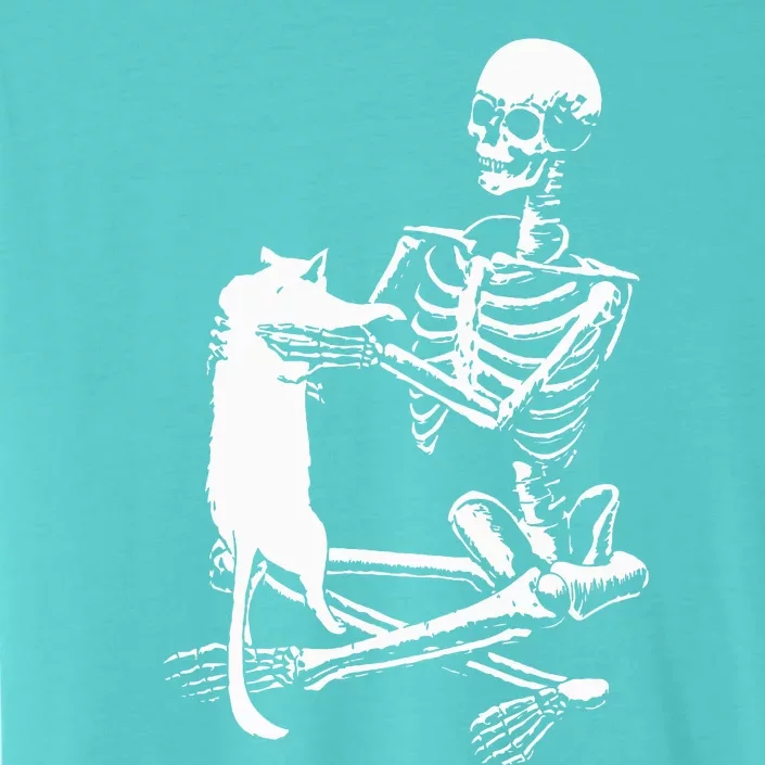 Skeleton Holding A Cat Lazy Halloween Costume Skull ChromaSoft Performance T-Shirt