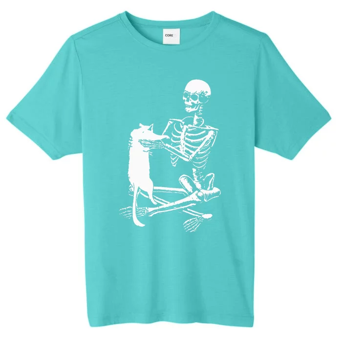 Skeleton Holding A Cat Lazy Halloween Costume Skull ChromaSoft Performance T-Shirt