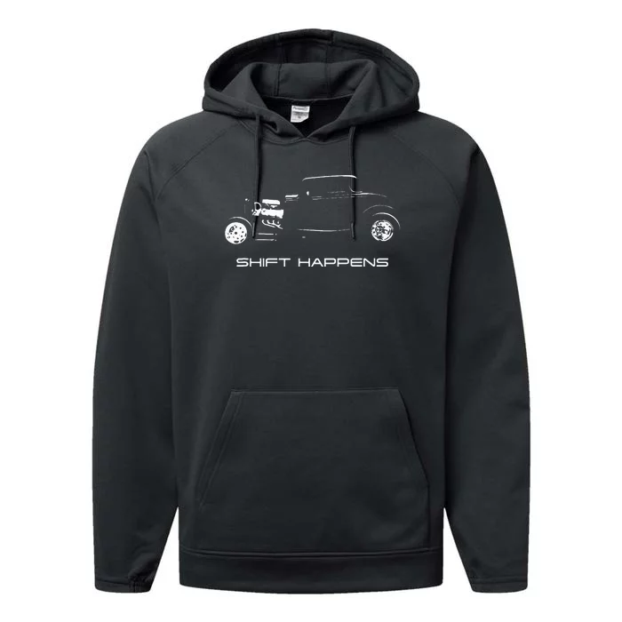 Shift Happens Automotive Nostalgia Vintage Hotrod Car Performance Fleece Hoodie