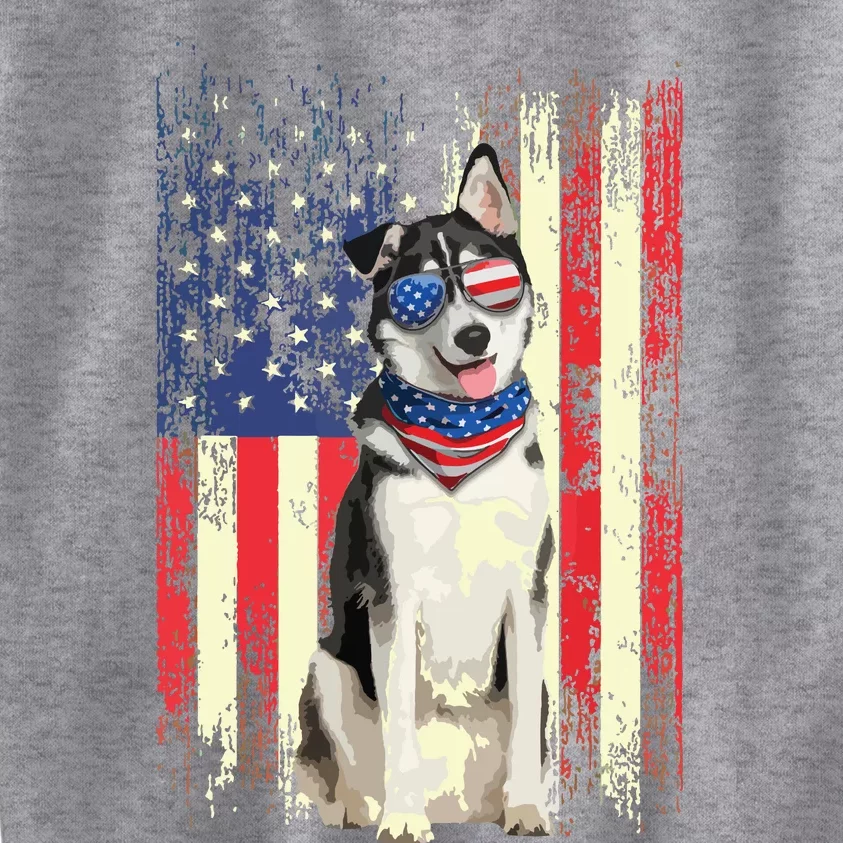 Siberian Husky American Flag 4th Of July Patriotic Dog Lover Kids Sweatshirt