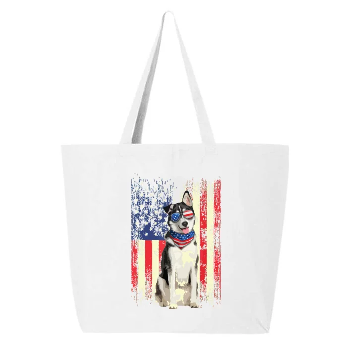 Siberian Husky American Flag 4th Of July Patriotic Dog Lover 25L Jumbo Tote