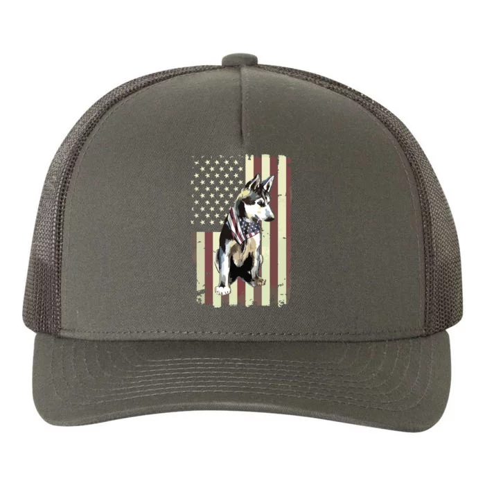 Siberian Husky American Flag Bandana 4th Of July Gift Yupoong Adult 5-Panel Trucker Hat