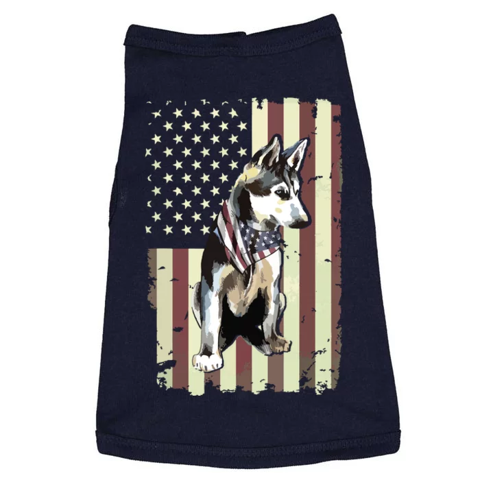 Siberian Husky American Flag Bandana 4th Of July Gift Doggie Tank