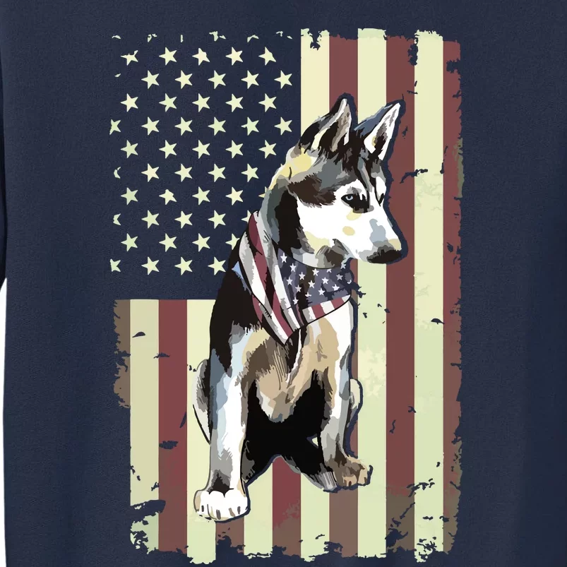 Siberian Husky American Flag Bandana 4th Of July Gift Sweatshirt