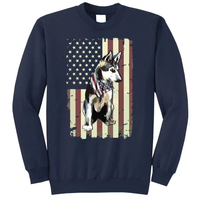 Siberian Husky American Flag Bandana 4th Of July Gift Sweatshirt