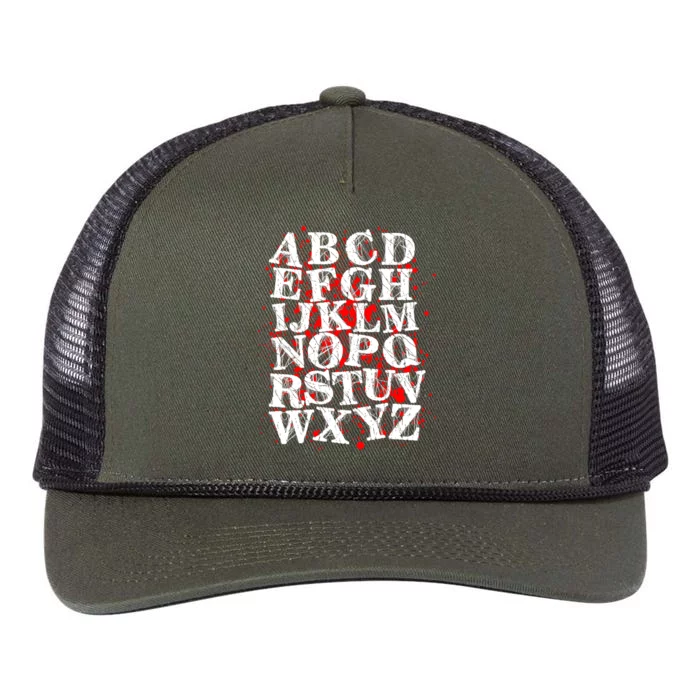 Spooky Halloween Alphabet Letters Retro Rope Trucker Hat Cap