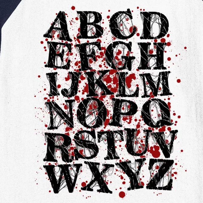 Spooky Halloween Alphabet Letters Baseball Sleeve Shirt