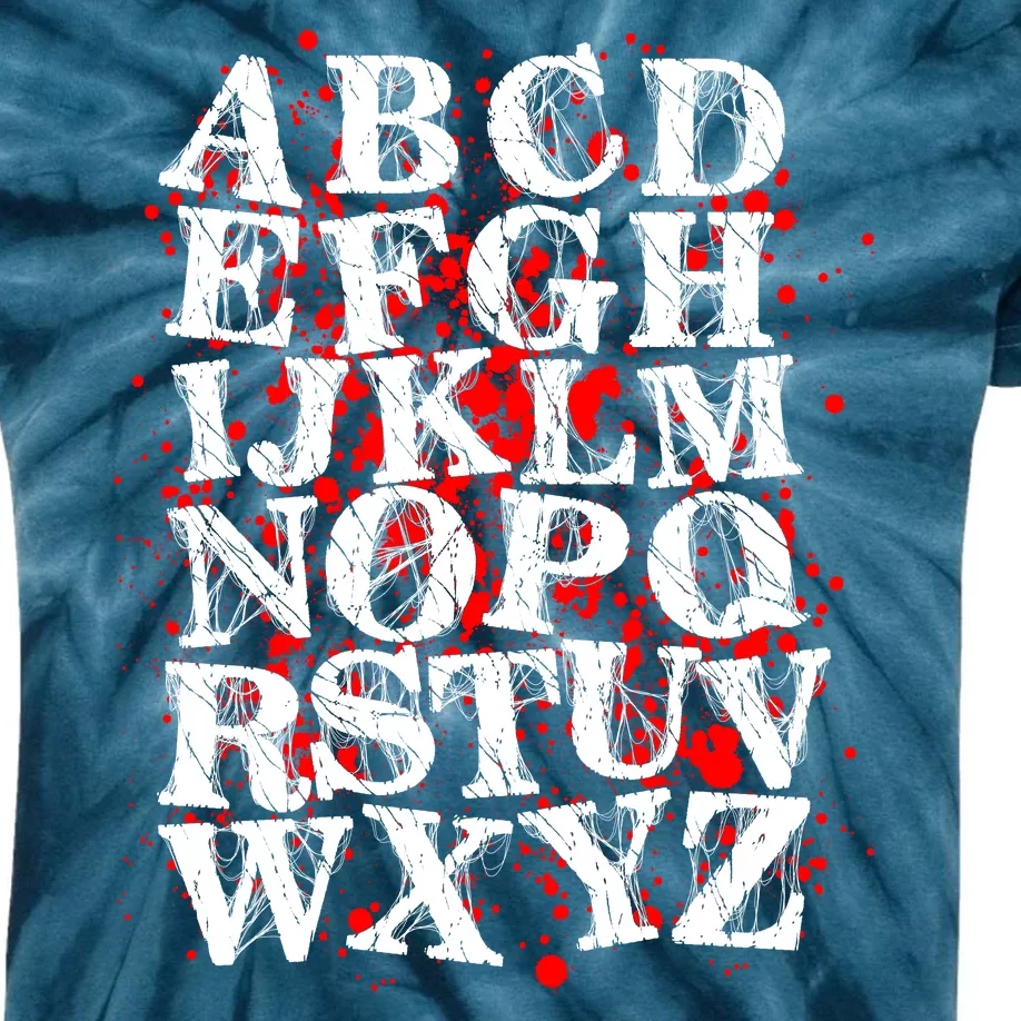 Spooky Halloween Alphabet Letters Kids Tie-Dye T-Shirt