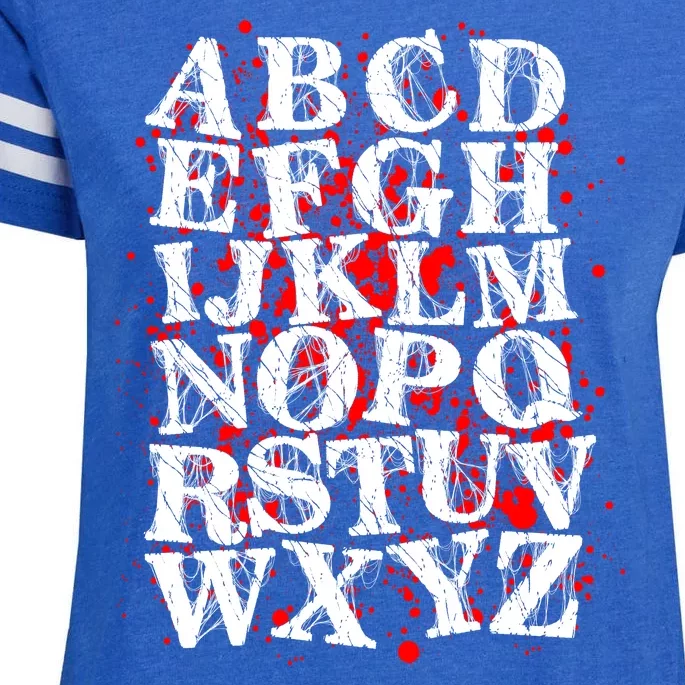 Spooky Halloween Alphabet Letters Enza Ladies Jersey Football T-Shirt