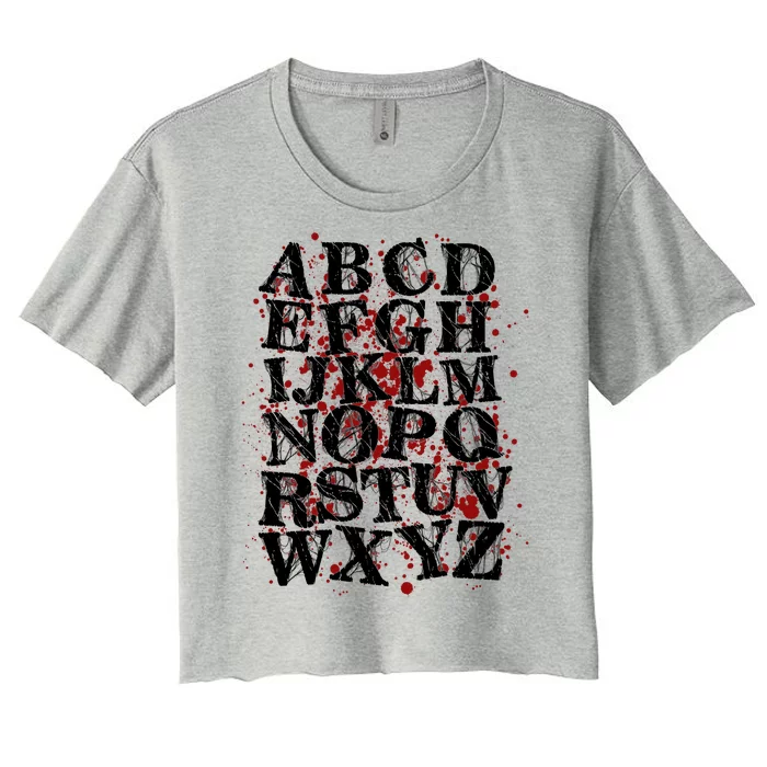 Spooky Halloween Alphabet Letters Women's Crop Top Tee