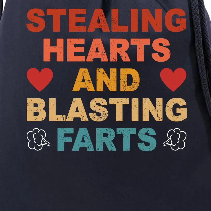 Stealing Hearts And Blasting Farts Funny Valentines Day Drawstring Bag